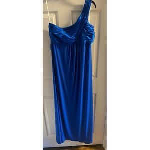 David's Bridal Vibrant Blue One-Shoulder Dress